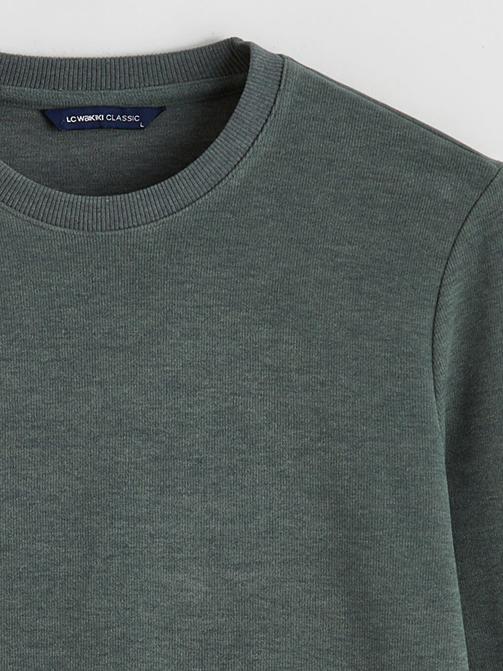 Yeşil Bisiklet Yaka Erkek Sweatshirt-5