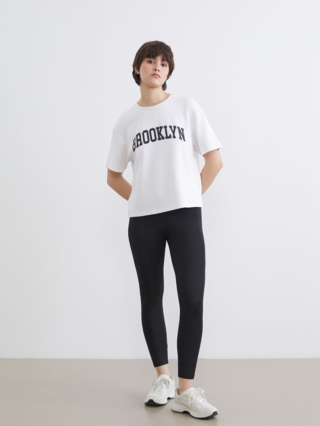 Siyah Yüksek Bel Cepli Kadın Spor Tayt