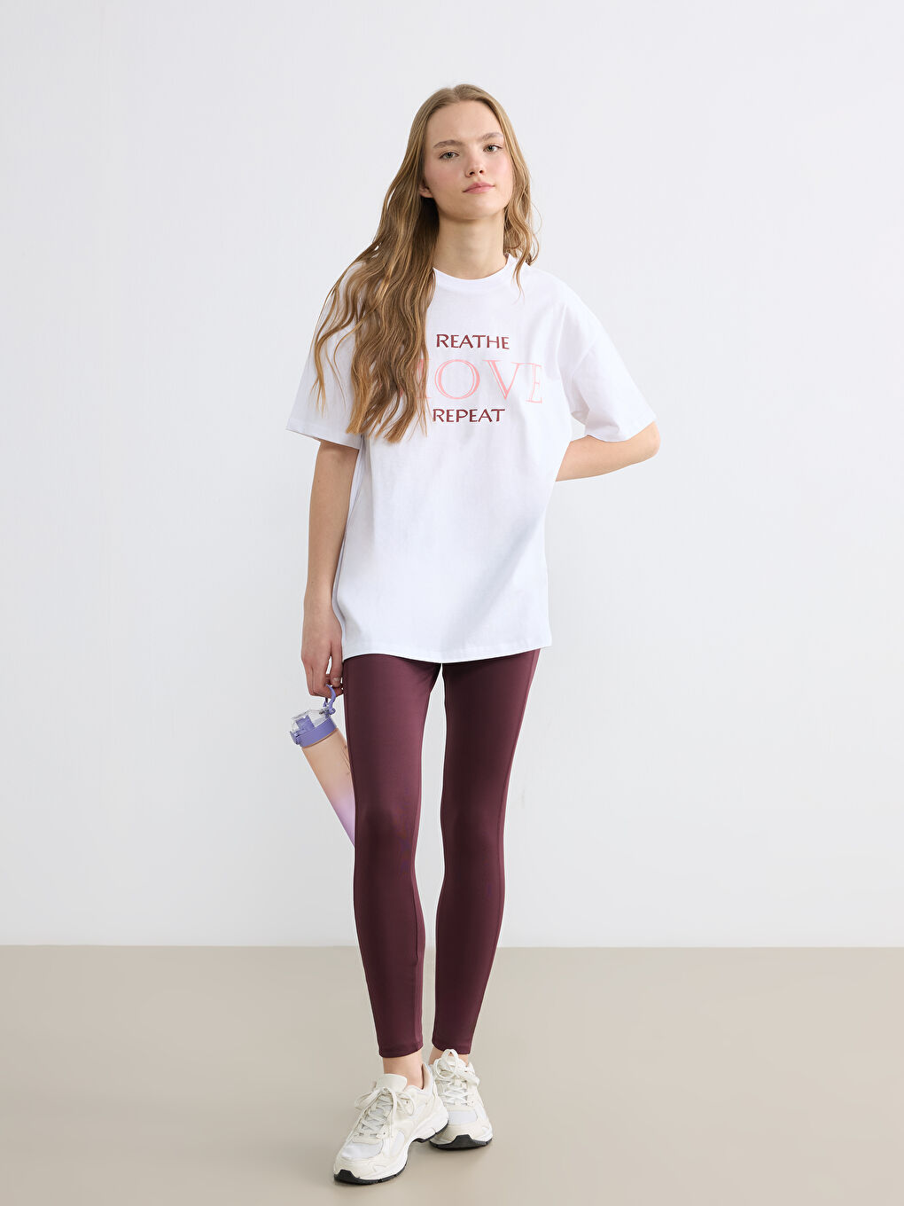 Mürdüm Beli Lastikli Kadın Spor Tayt	