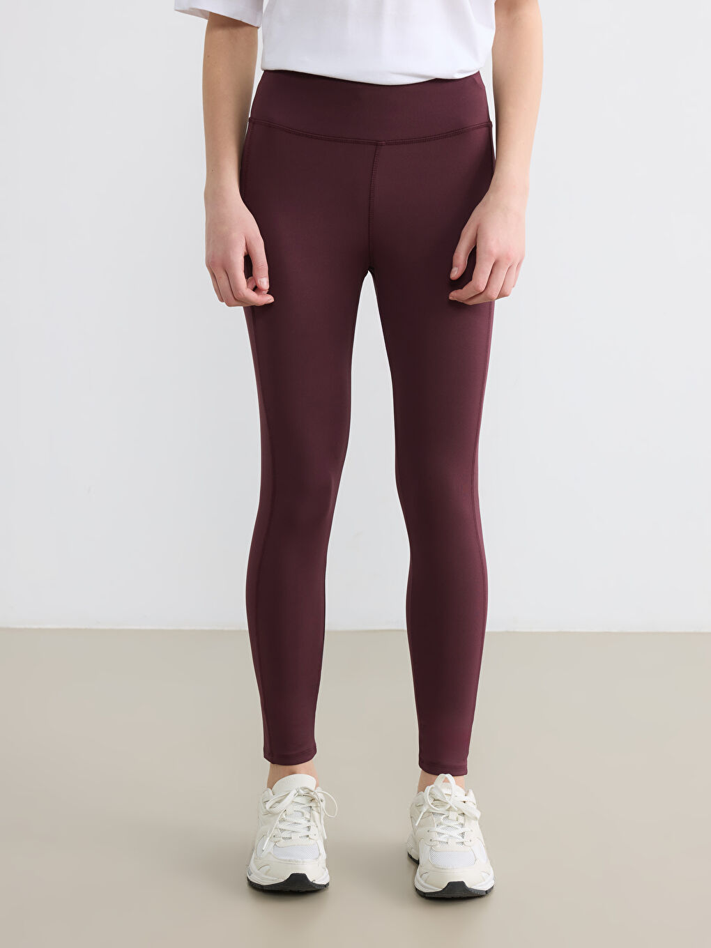 Mürdüm Beli Lastikli Kadın Spor Tayt	-1