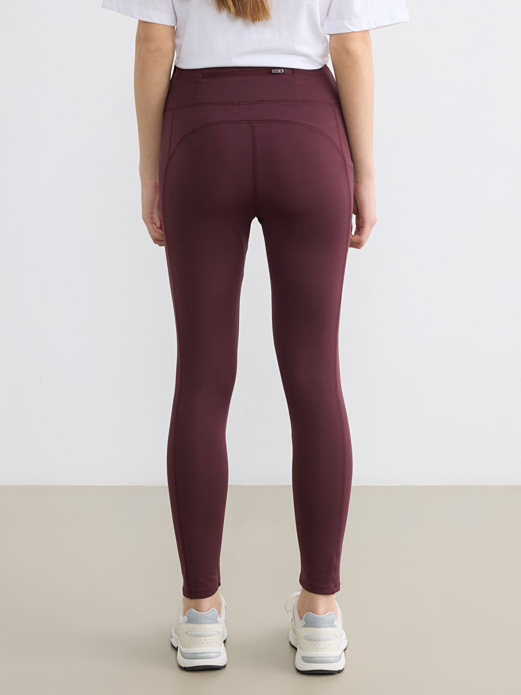 Mürdüm Beli Lastikli Kadın Spor Tayt	-3