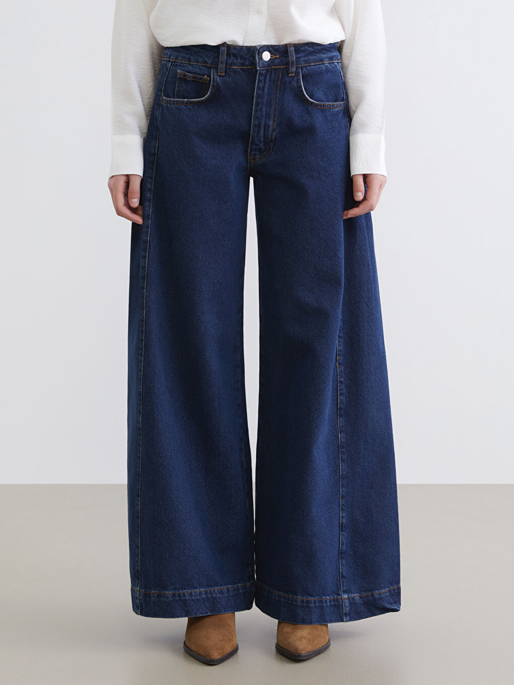 İndigo Wideleg Kadın Jean Pantolon-3