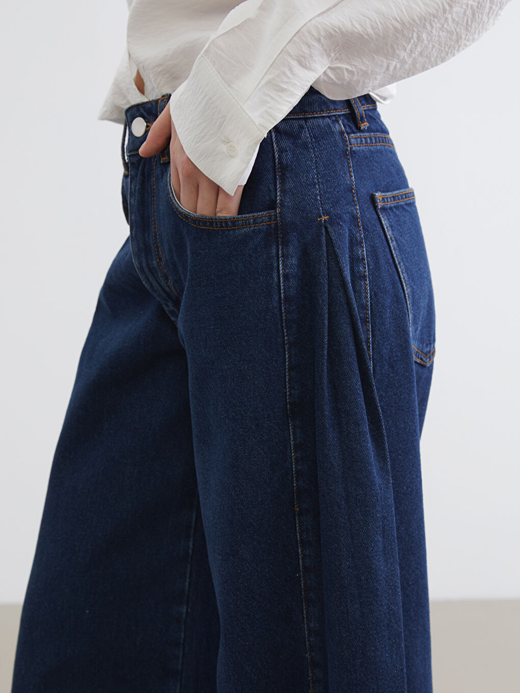 İndigo Wideleg Kadın Jean Pantolon-5