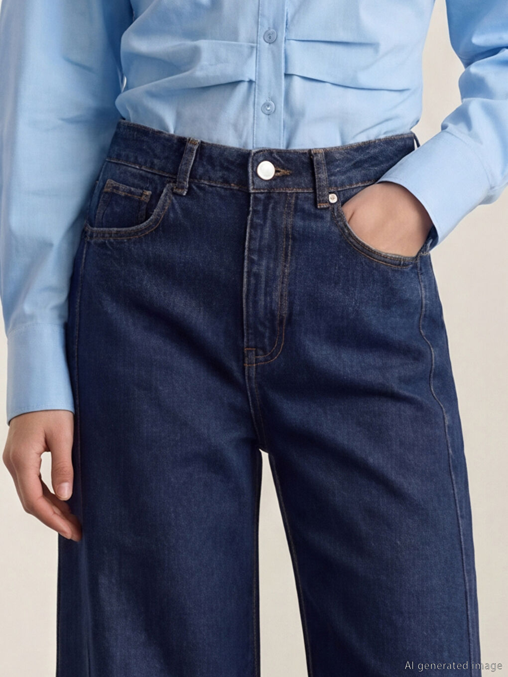 İndigo Wideleg Kadın Jean Pantolon-4