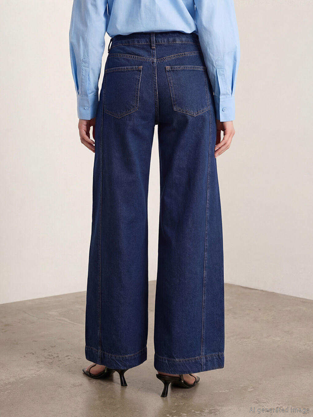 İndigo Wideleg Kadın Jean Pantolon-6