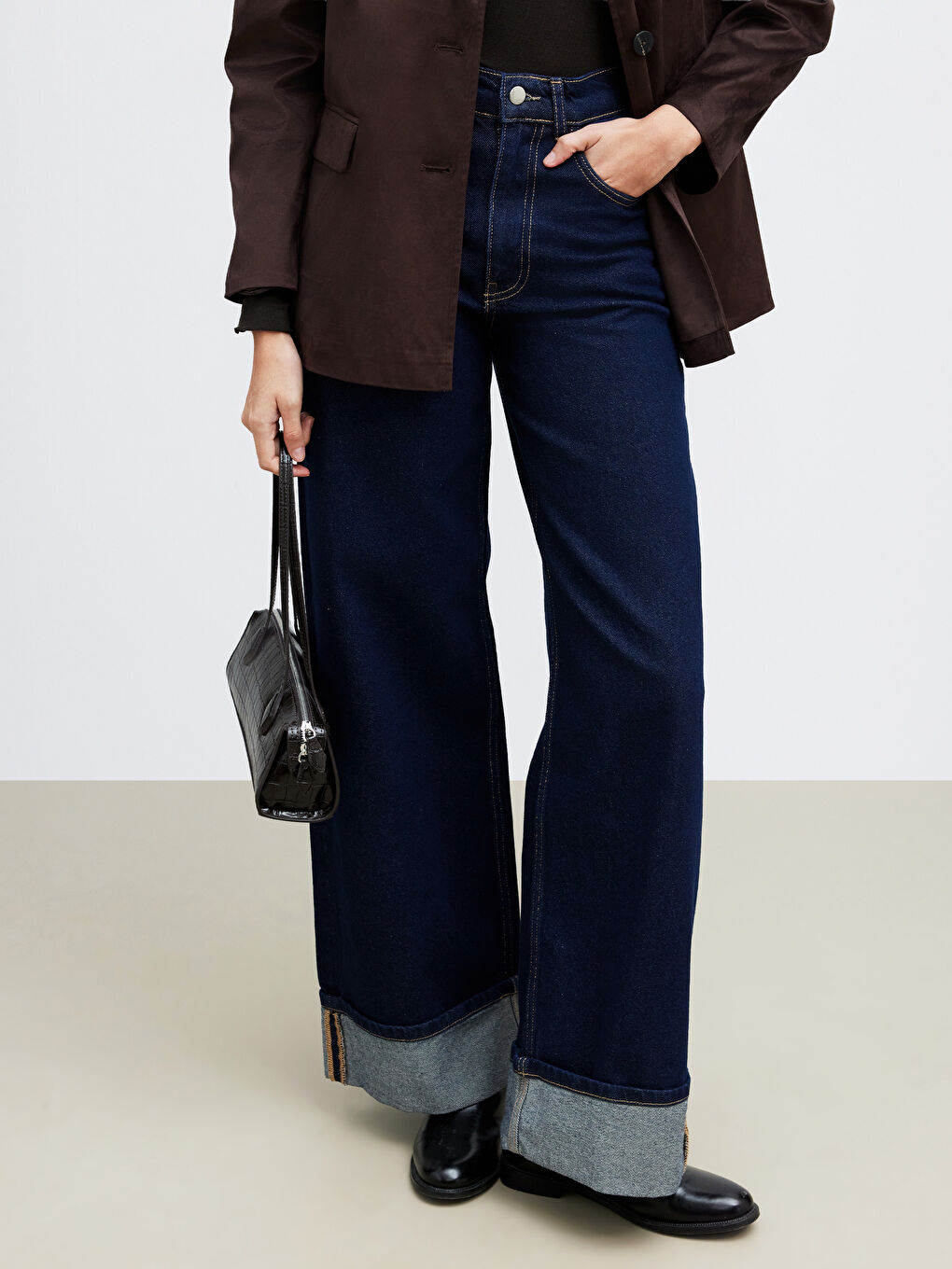 İndigo Wideleg Kadın Jean Pantolon-1