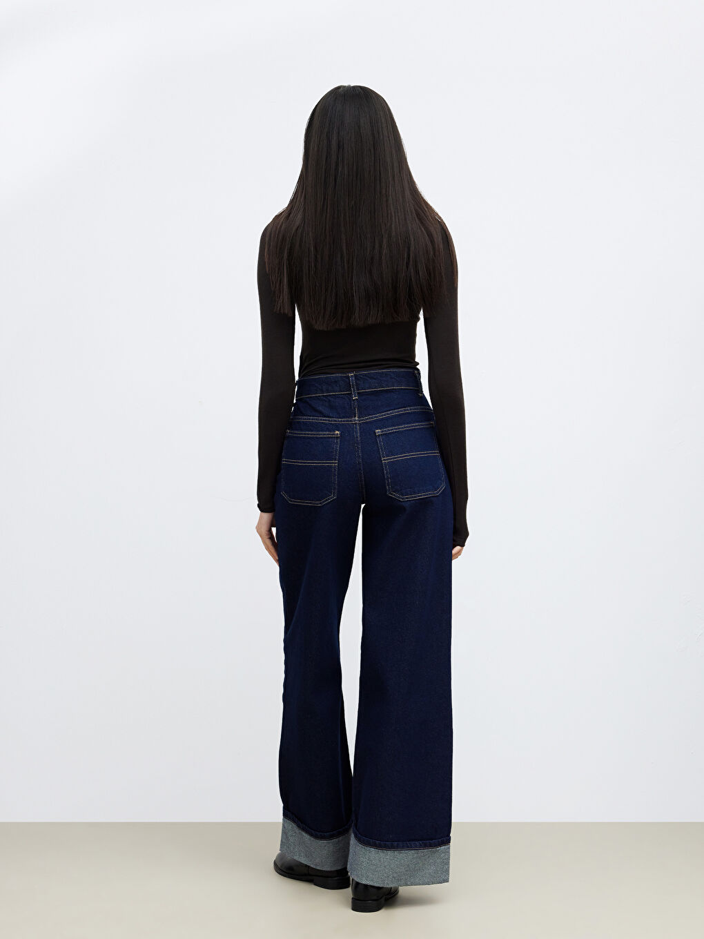 İndigo Wideleg Kadın Jean Pantolon-3