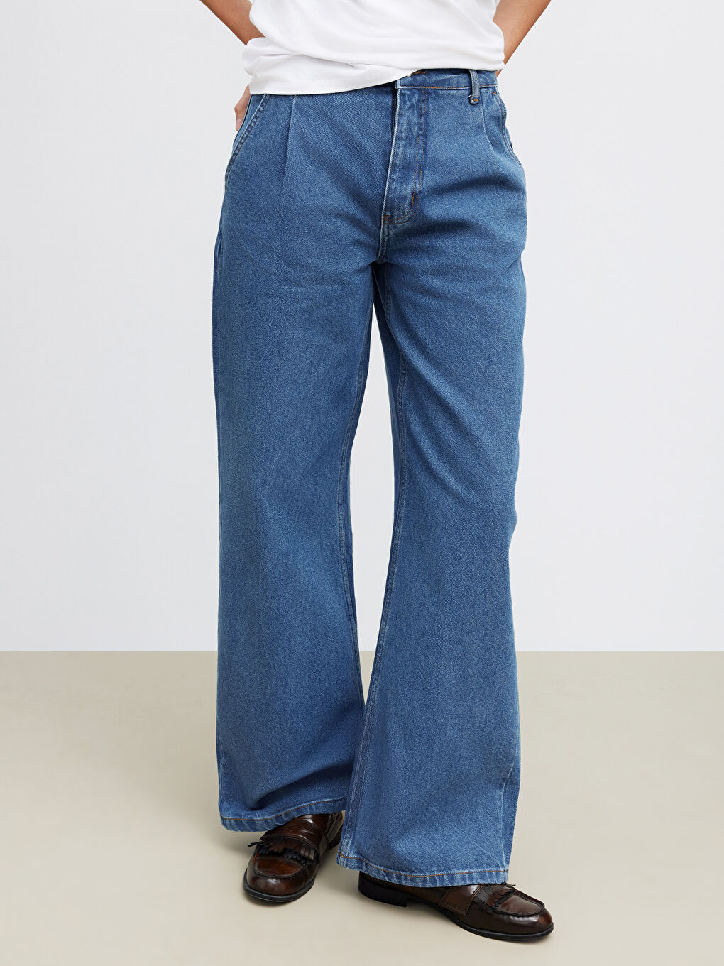 İndigo Wideleg Kadın Jean Pantolon-1