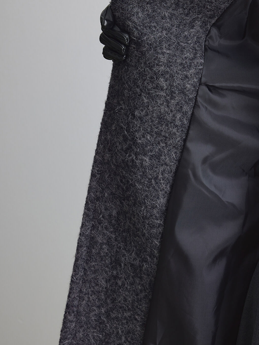 Antrasit Ceket Yaka Kadın Kaşe Kaban-6