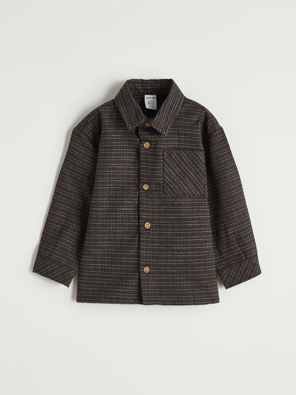 Kahverengi Kareli Poplin Erkek Bebek Gömlek ve Pantolon-1