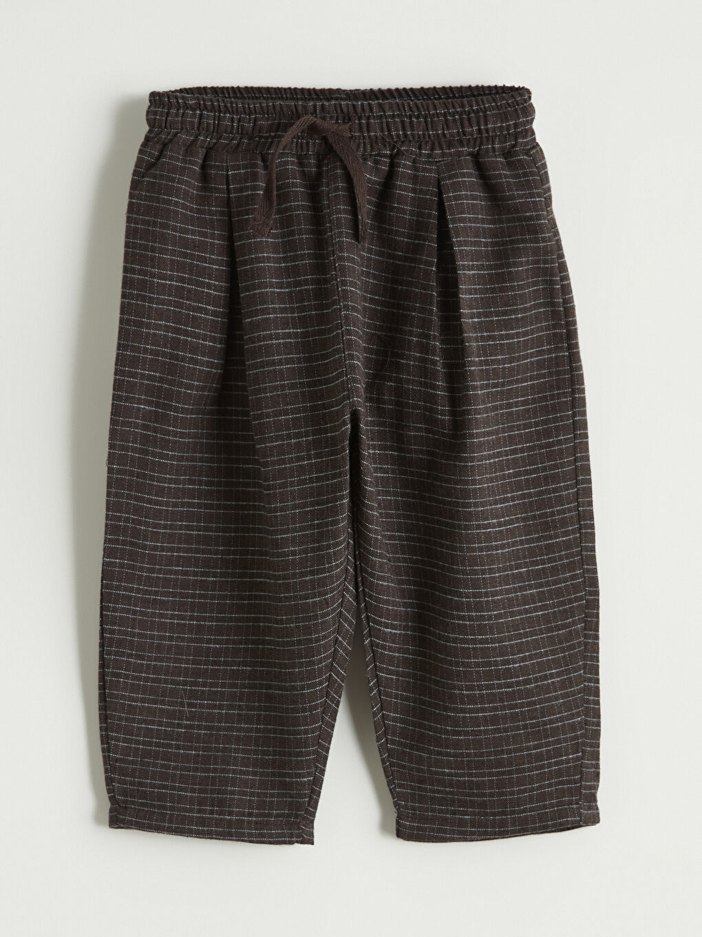 Kahverengi Kareli Poplin Erkek Bebek Gömlek ve Pantolon-4