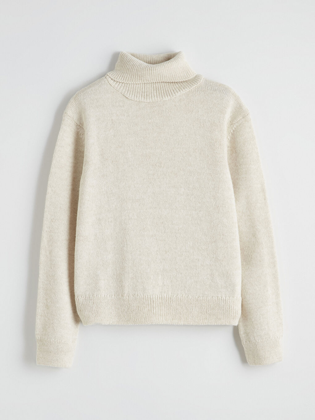 Ekru Balıkçı Yaka Kız Çocuk Triko Kazak