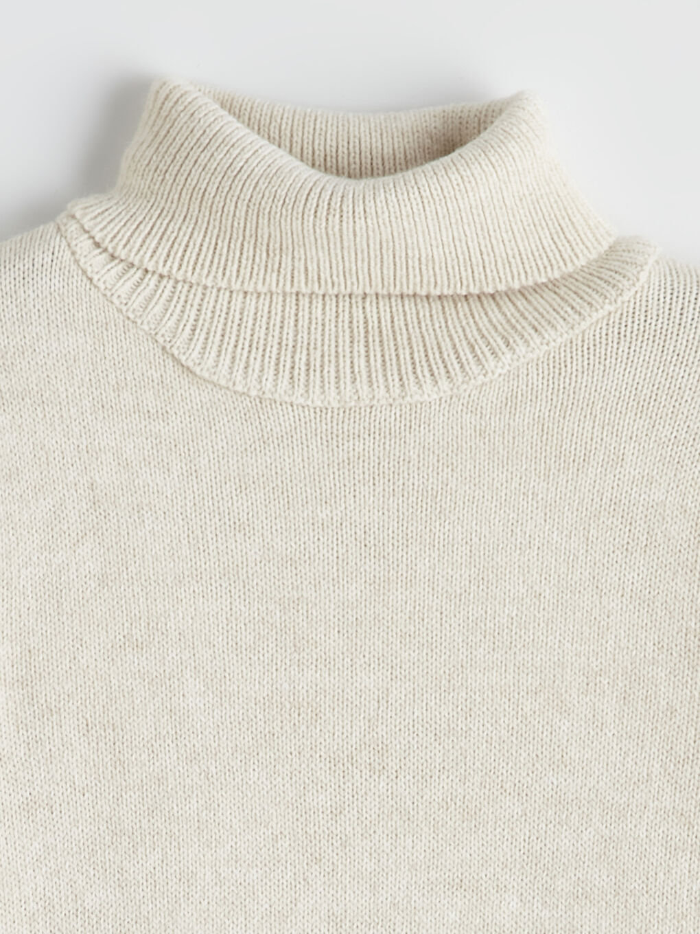 Ekru Balıkçı Yaka Kız Çocuk Triko Kazak-1
