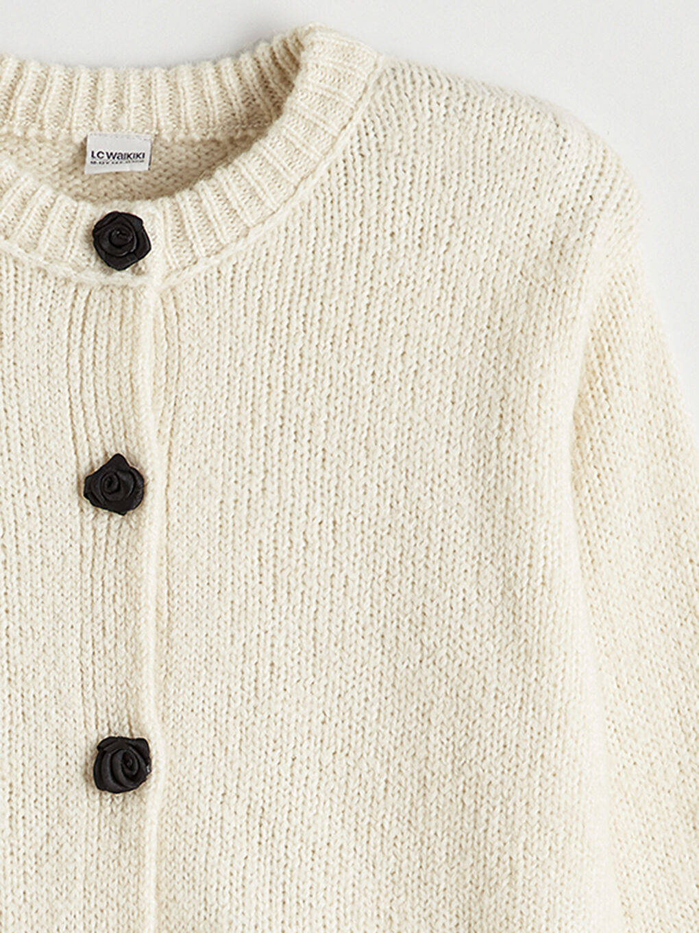 Ekru Triko Kız Çocuk Hırka-2