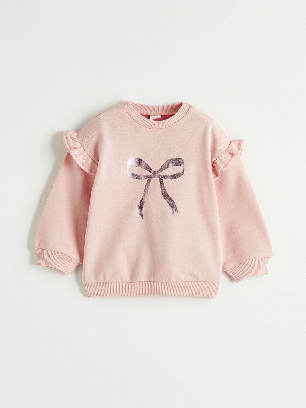 Pembe Fiyonk Baskılı Kız Bebek Sweatshirt ve Pantolon Takım-1