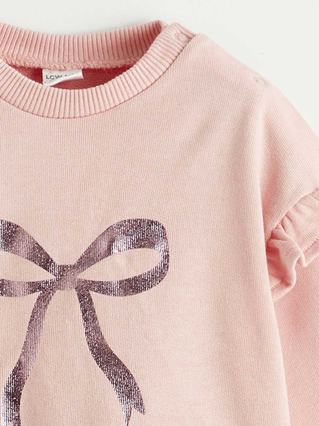 Pembe Fiyonk Baskılı Kız Bebek Sweatshirt ve Pantolon Takım-2