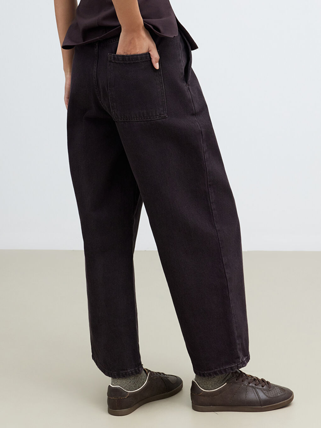 Kahverengi Balloon Fit Kadın Jean Pantolon-6