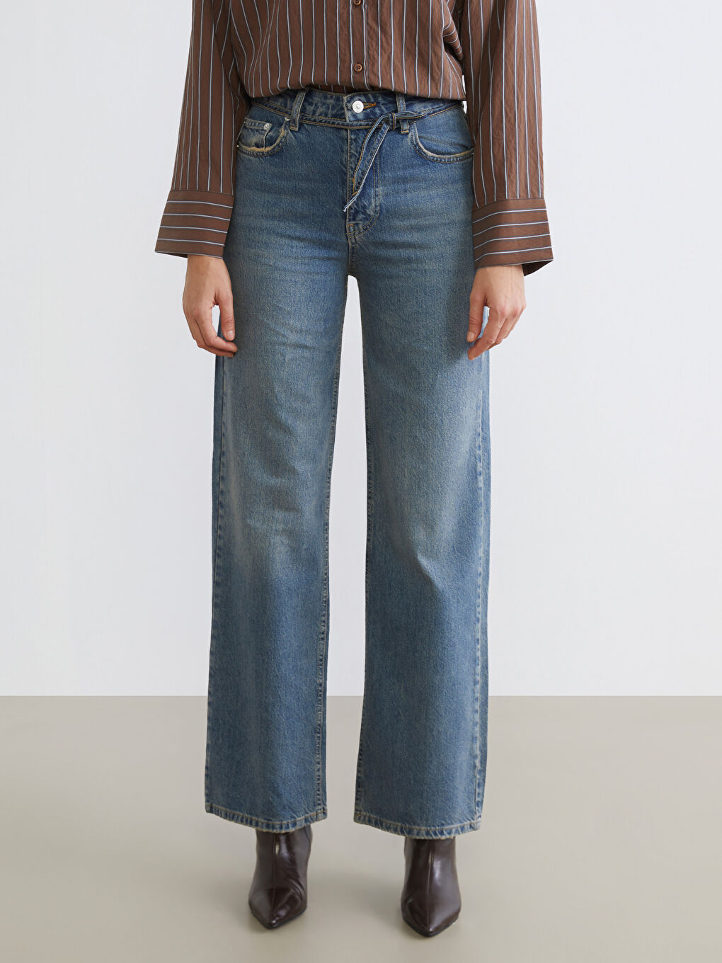 İndigo Wideleg Kadın Jean Pantolon-1