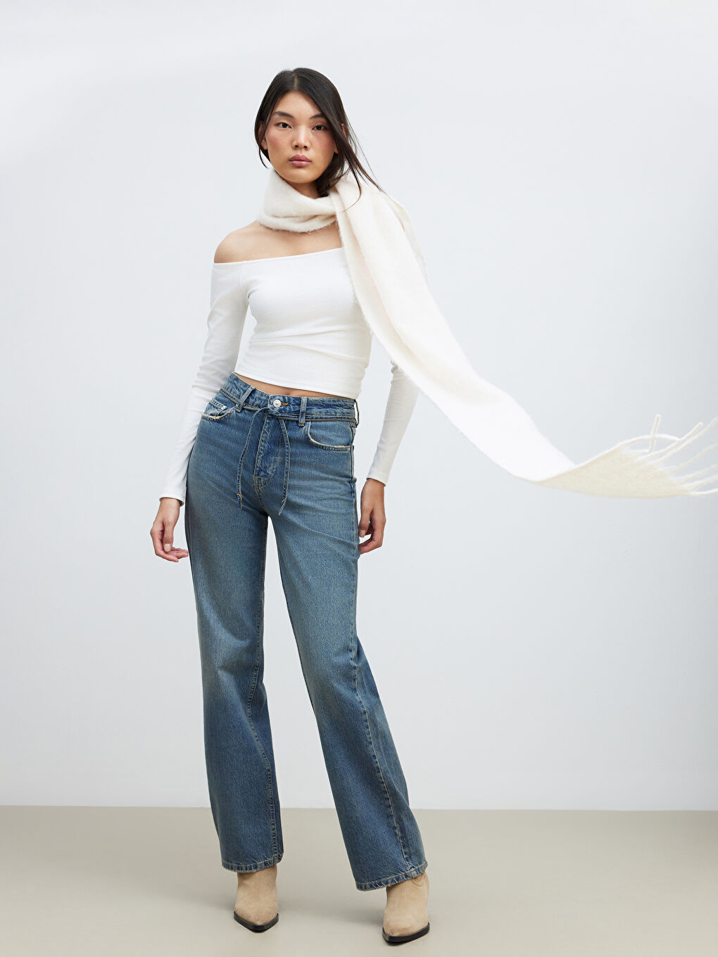 İndigo Wideleg Kadın Jean Pantolon-1