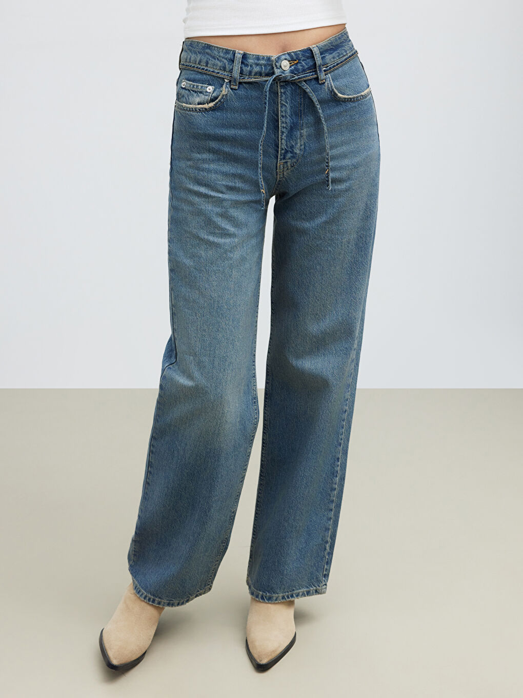 İndigo Wideleg Kadın Jean Pantolon-2