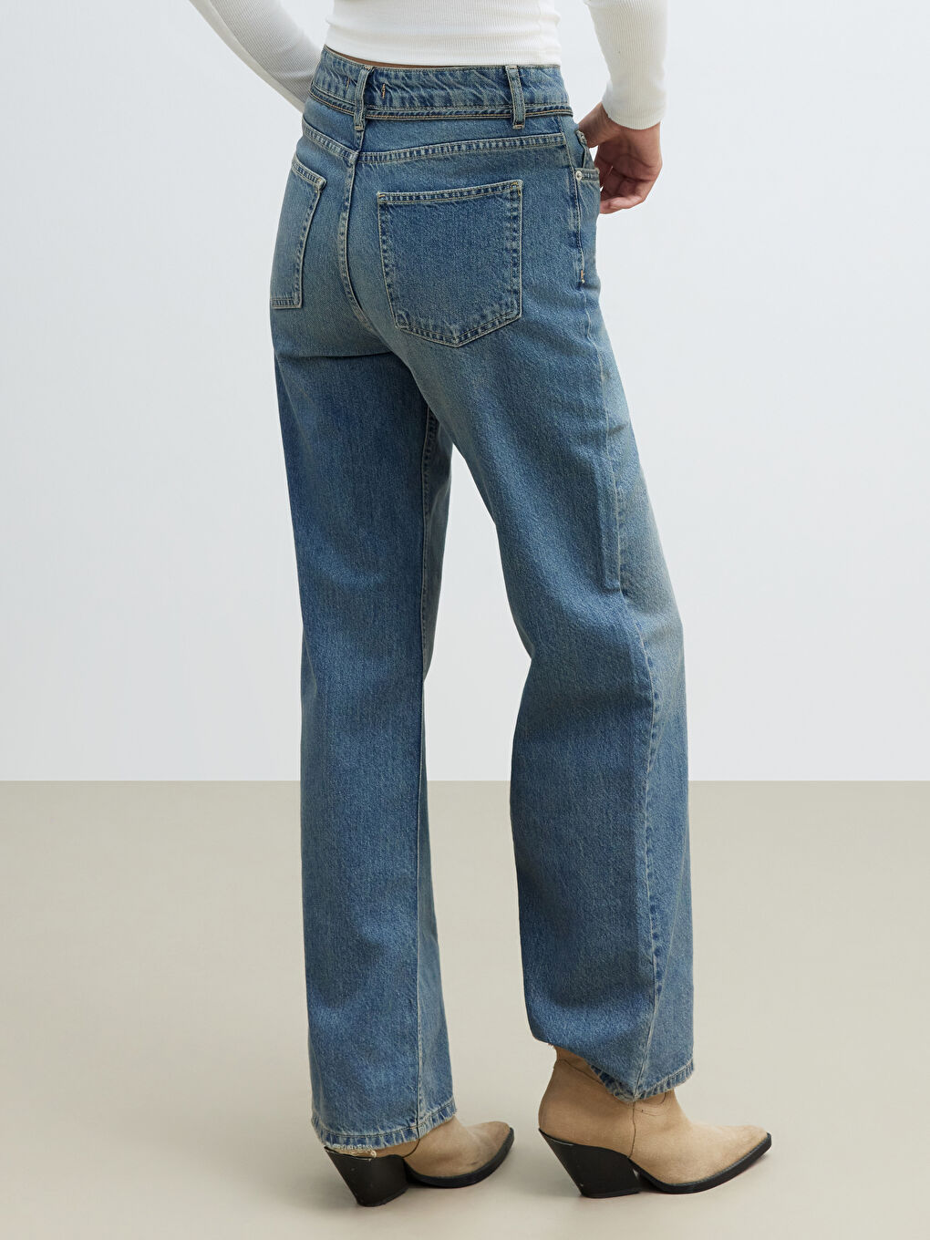 İndigo Wideleg Kadın Jean Pantolon-6