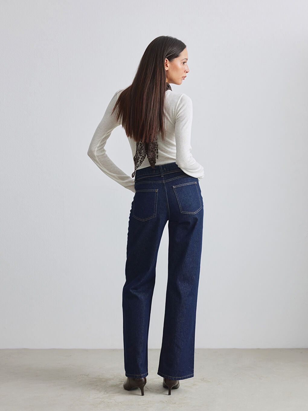 İndigo Wideleg Kadın Jean Pantolon-2