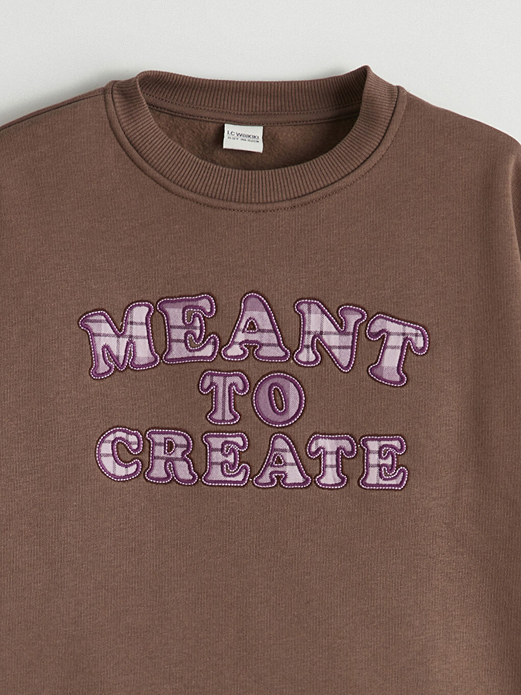 Kahverengi Baskılı Kız Çocuk Kalın Sweatshirt-1