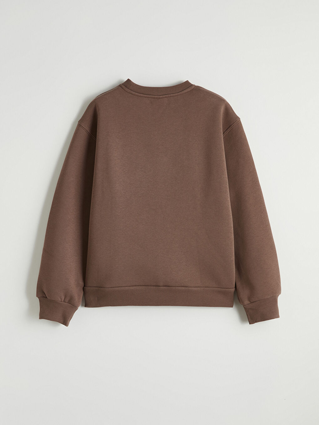 Kahverengi Baskılı Kız Çocuk Kalın Sweatshirt-3