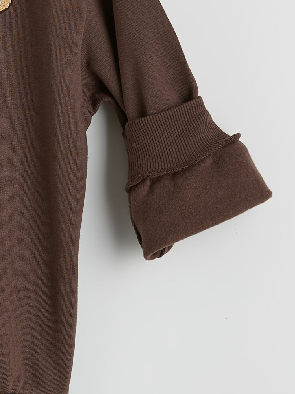 Kahverengi Ayı Nakışlı Erkek Çocuk Kalın Sweatshirt	-1