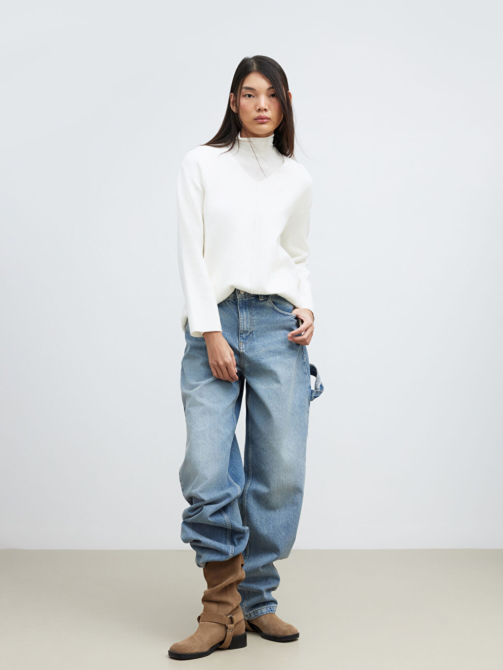 İndigo Wideleg Kadın Jean Pantolon-1