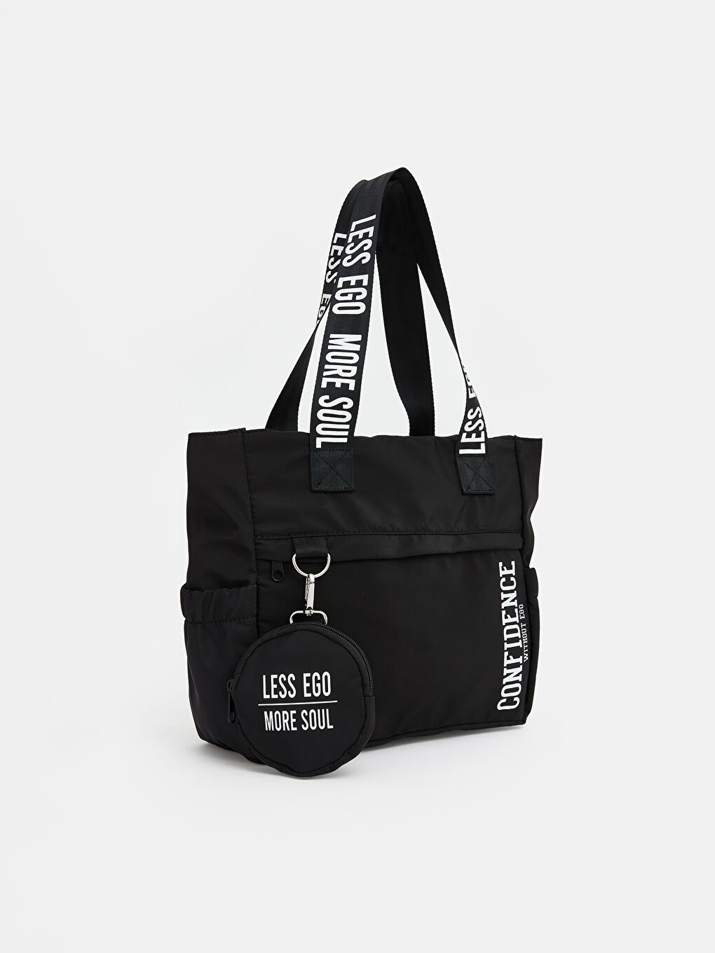 Siyah Yazı Baskılı Kız Çocuk Omuz Çantası-1