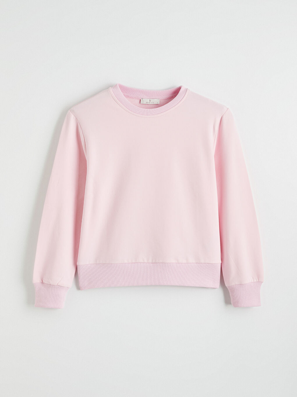 Pembe Bisiklet Yaka Kadın Sweatshirt