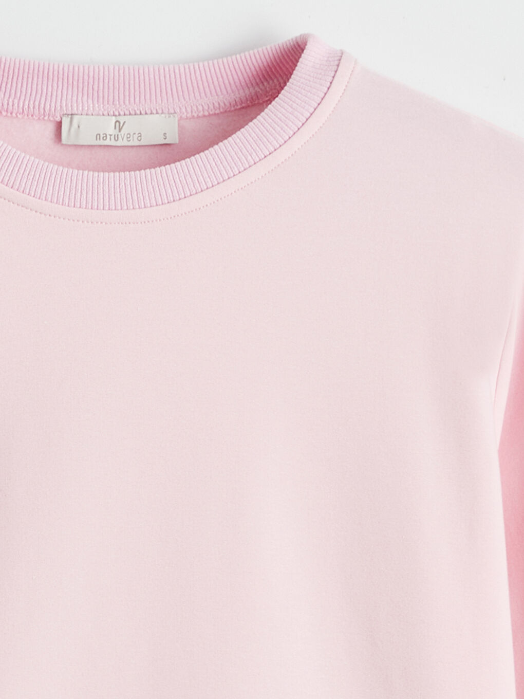 Pembe Bisiklet Yaka Kadın Sweatshirt-1