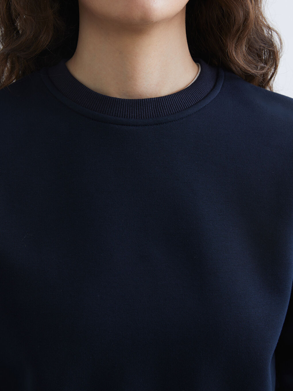 Lacivert Bisiklet Yaka Kadın Sweatshirt-2