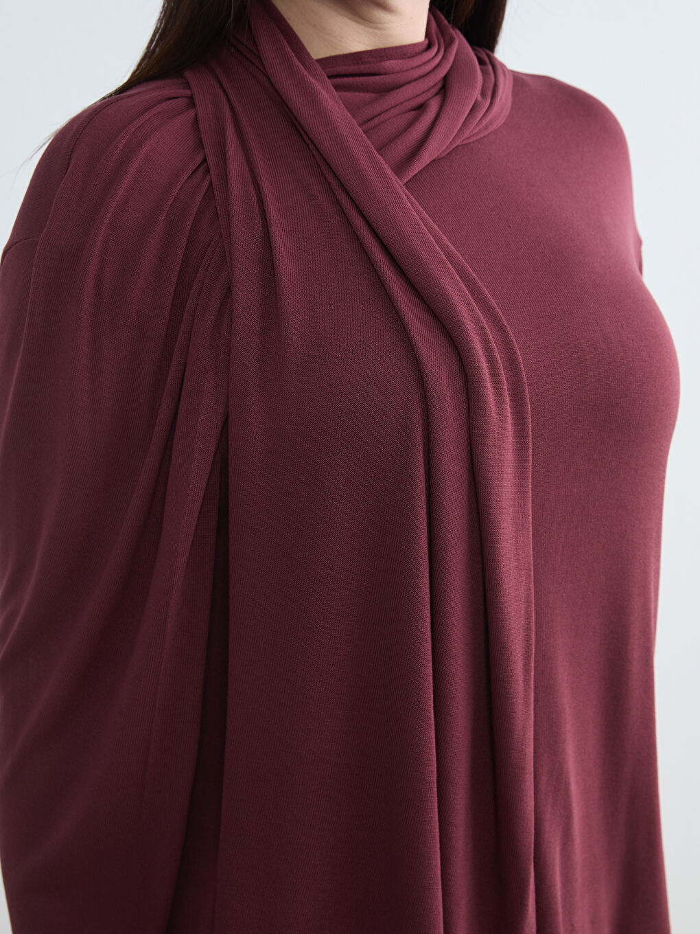 Bordo Şal Yaka Bluz-6
