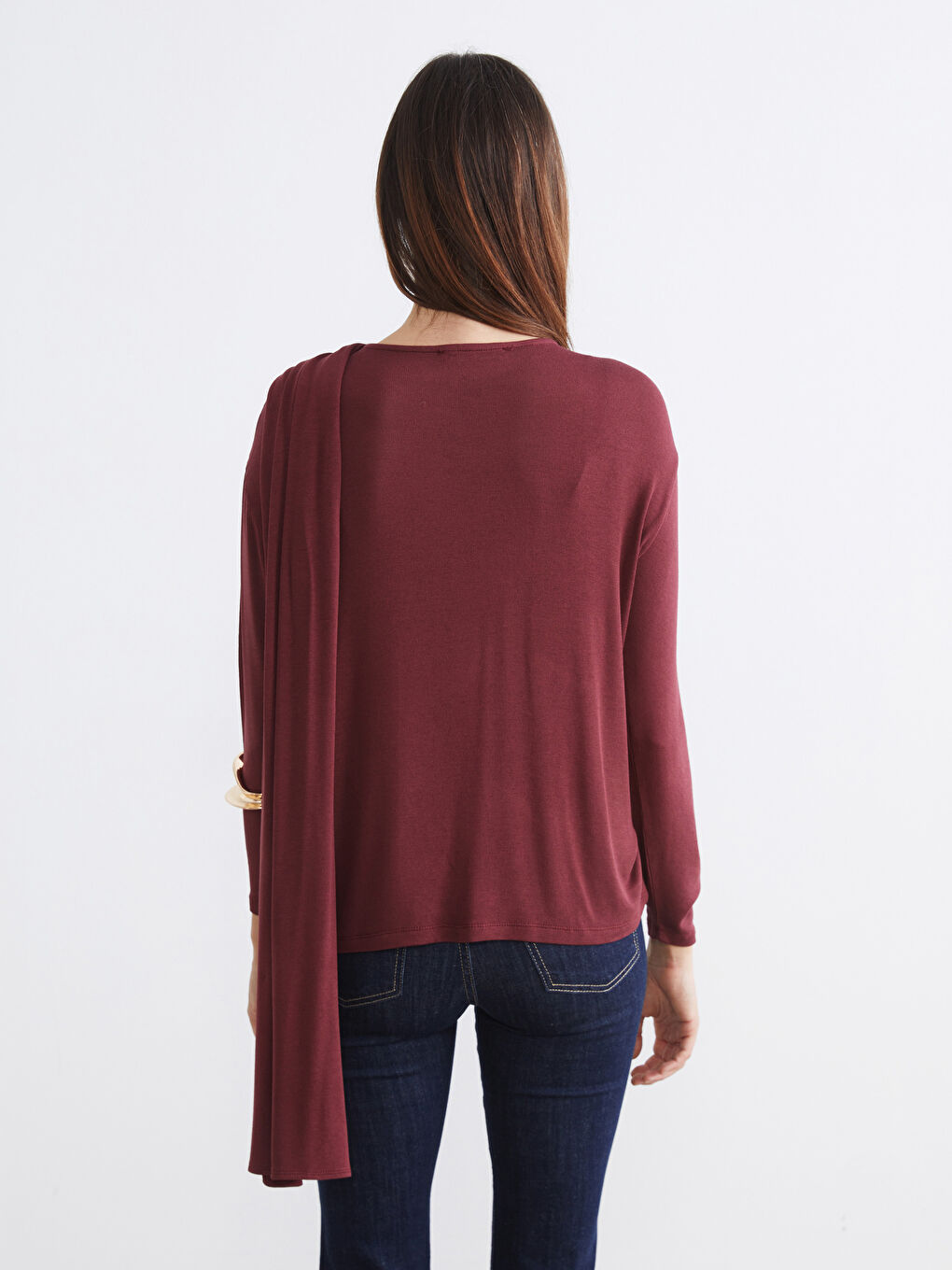 Bordo Şal Yaka Bluz-4