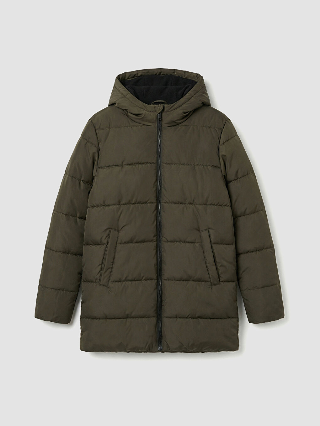 Haki Kapüşonlu Kapitone Erkek Çocuk Mont
