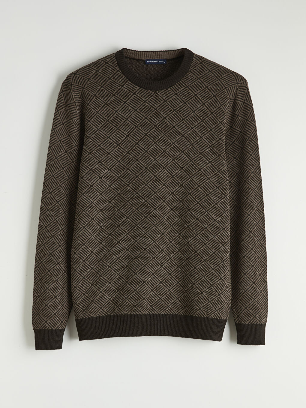 Kahverengi Bisiklet Yaka Erkek Triko Kazak