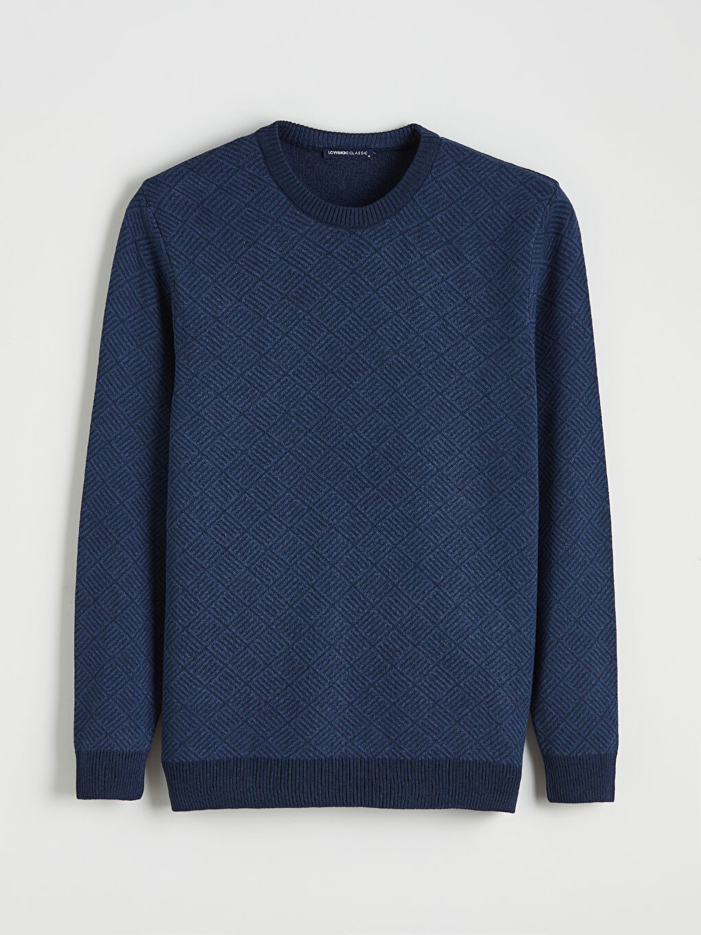 İndigo Standart Kalıp Bisiklet Yaka Erkek Triko Kazak-4