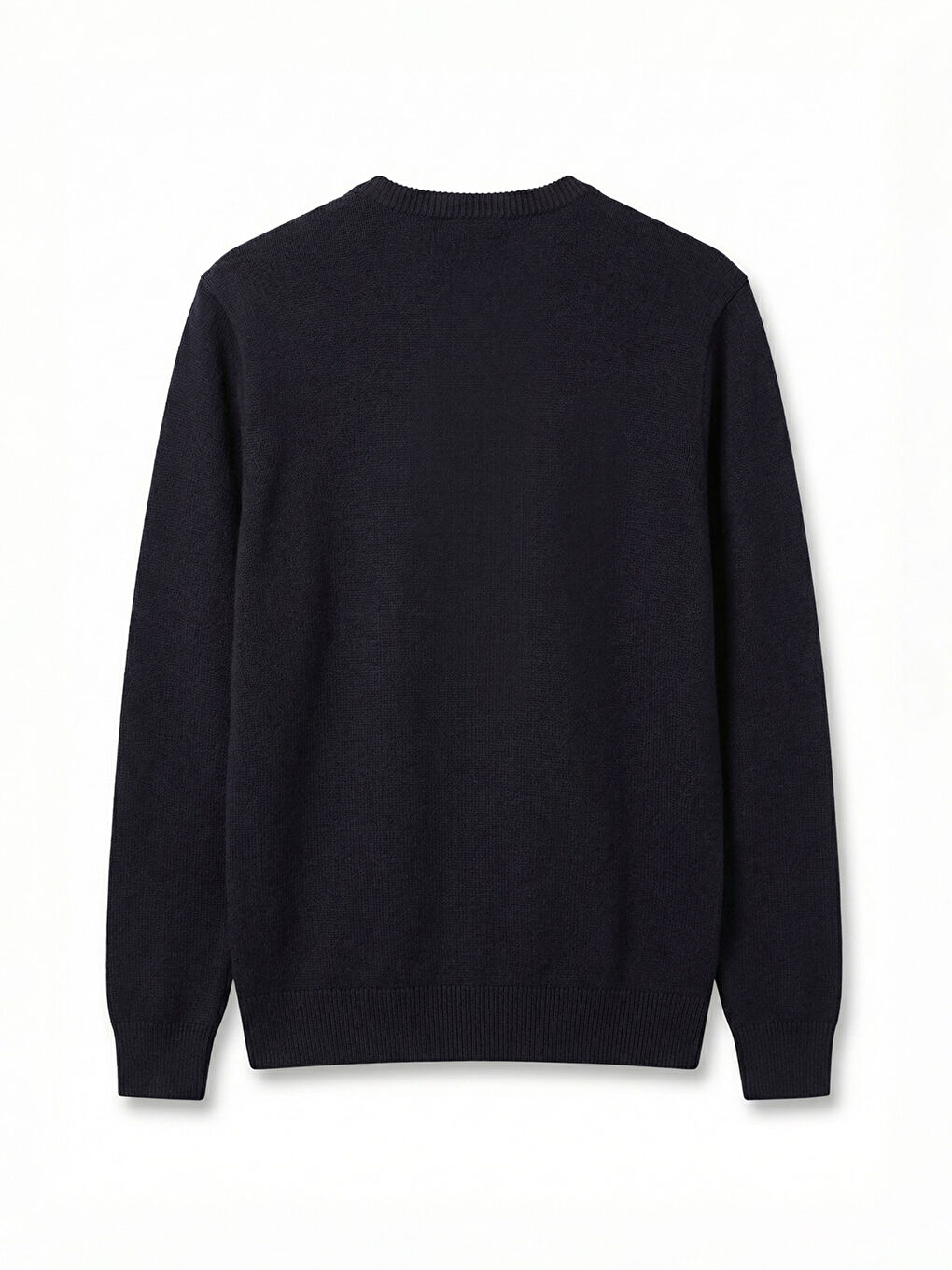 Lacivert Bisiklet Yaka Desenli Erkek Triko Kazak-1