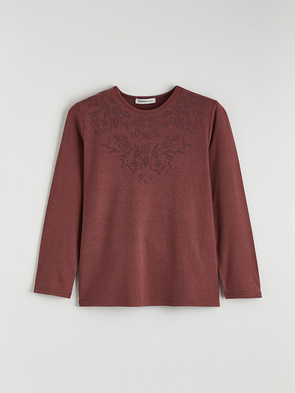 Pembe Bisiklet Yaka Desenli Bluz