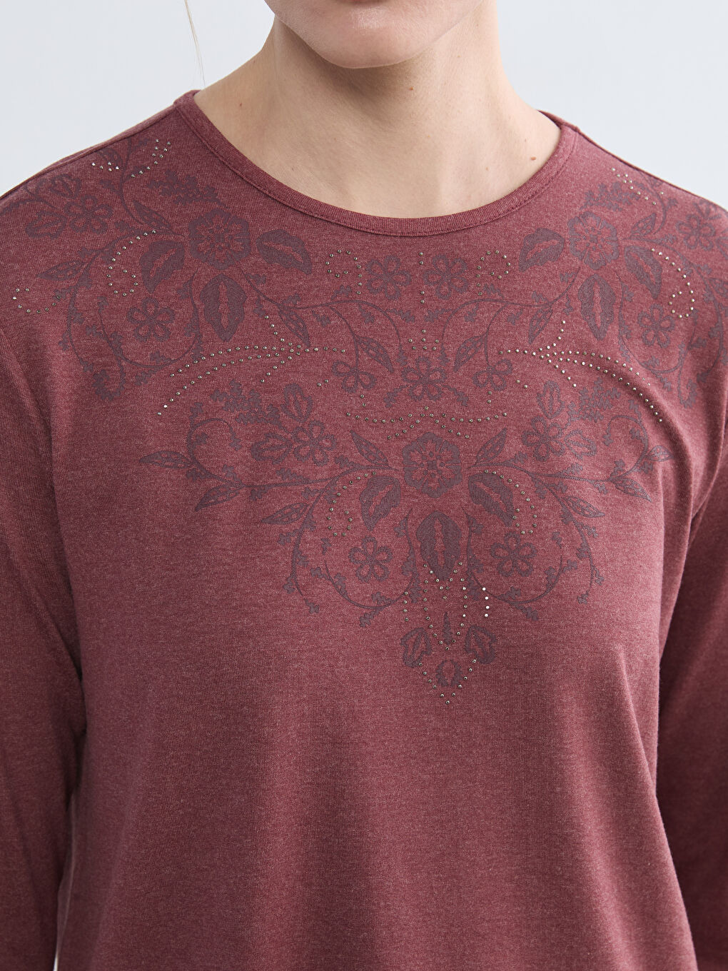 Pembe Bisiklet Yaka Desenli Bluz-2