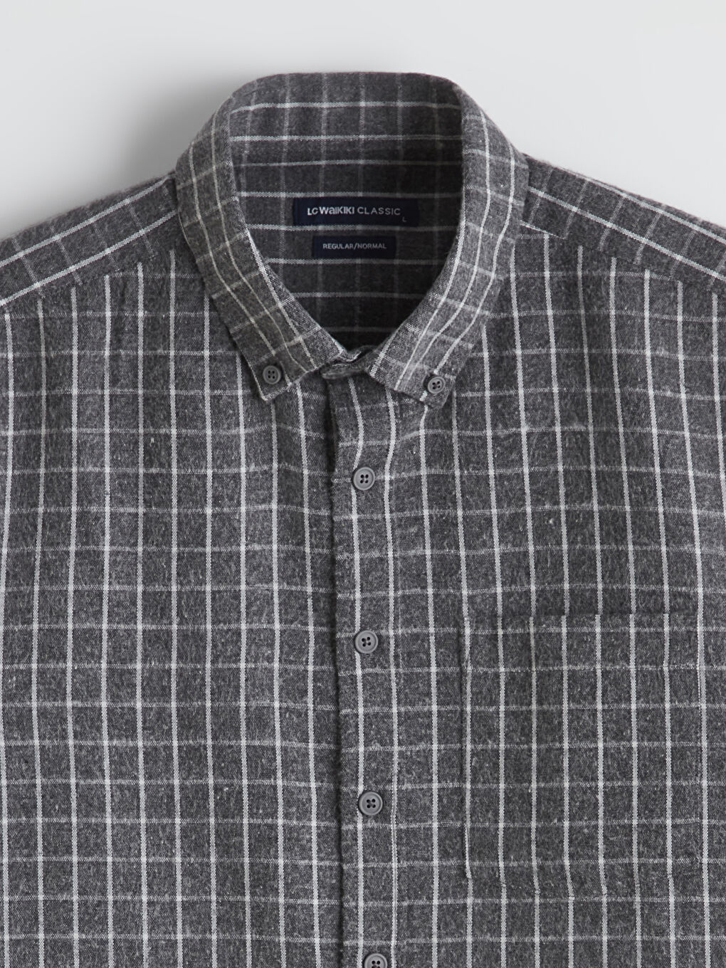 Gri Regular Fit Ekose Erkek Gömlek-1