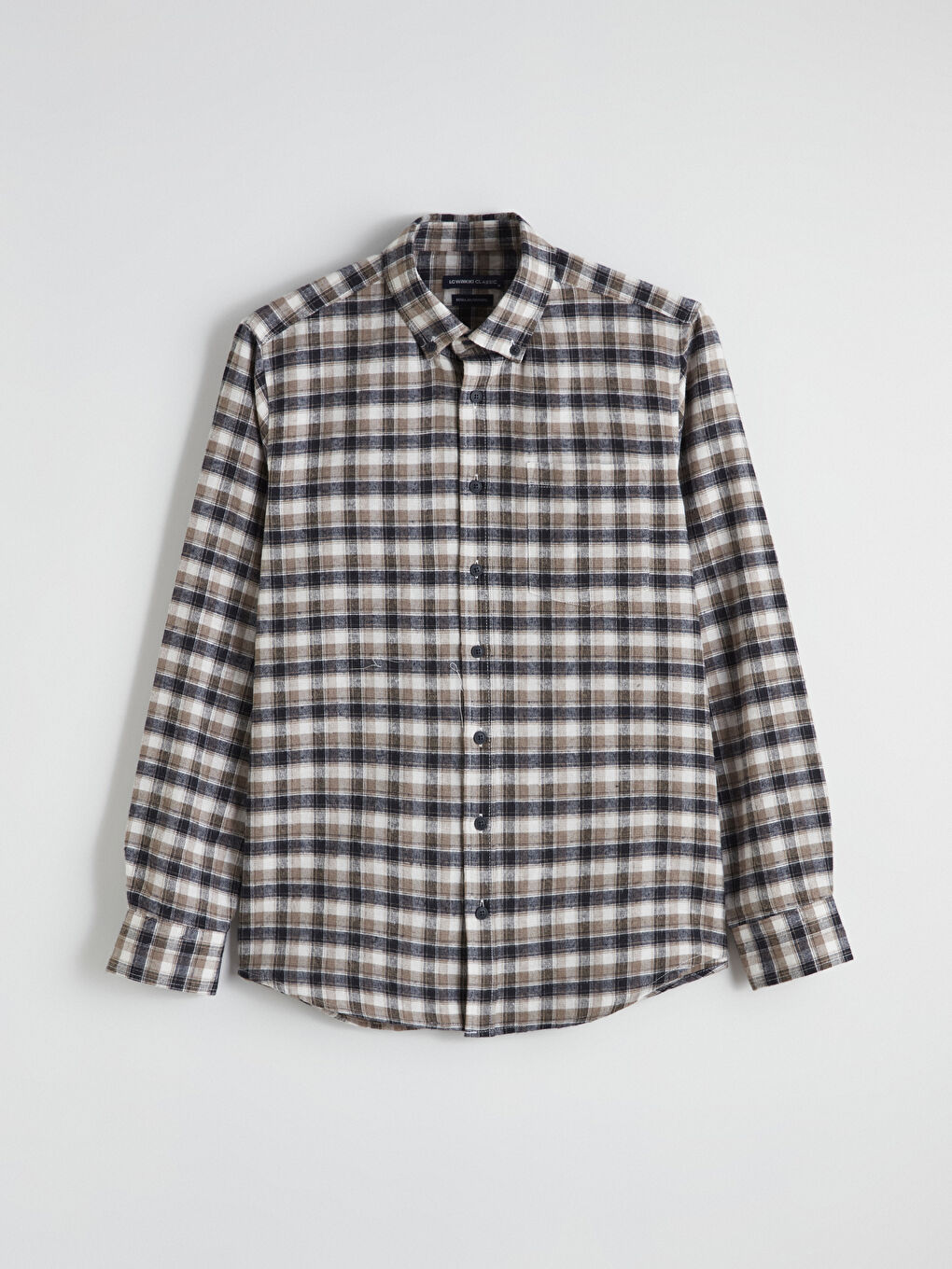 Bej Regular Fit Ekose Gabardin Erkek Gömlek