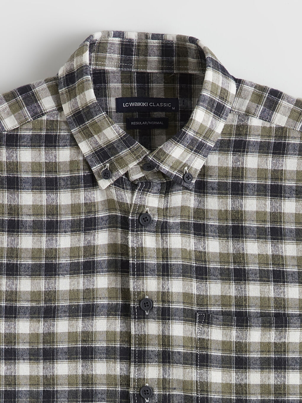 Yeşil Regular Fit Ekose Gabardin Erkek Gömlek-1