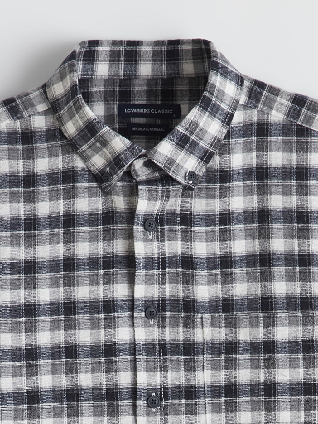 Gri Regular Fit Ekose Gabardin Erkek Gömlek-1