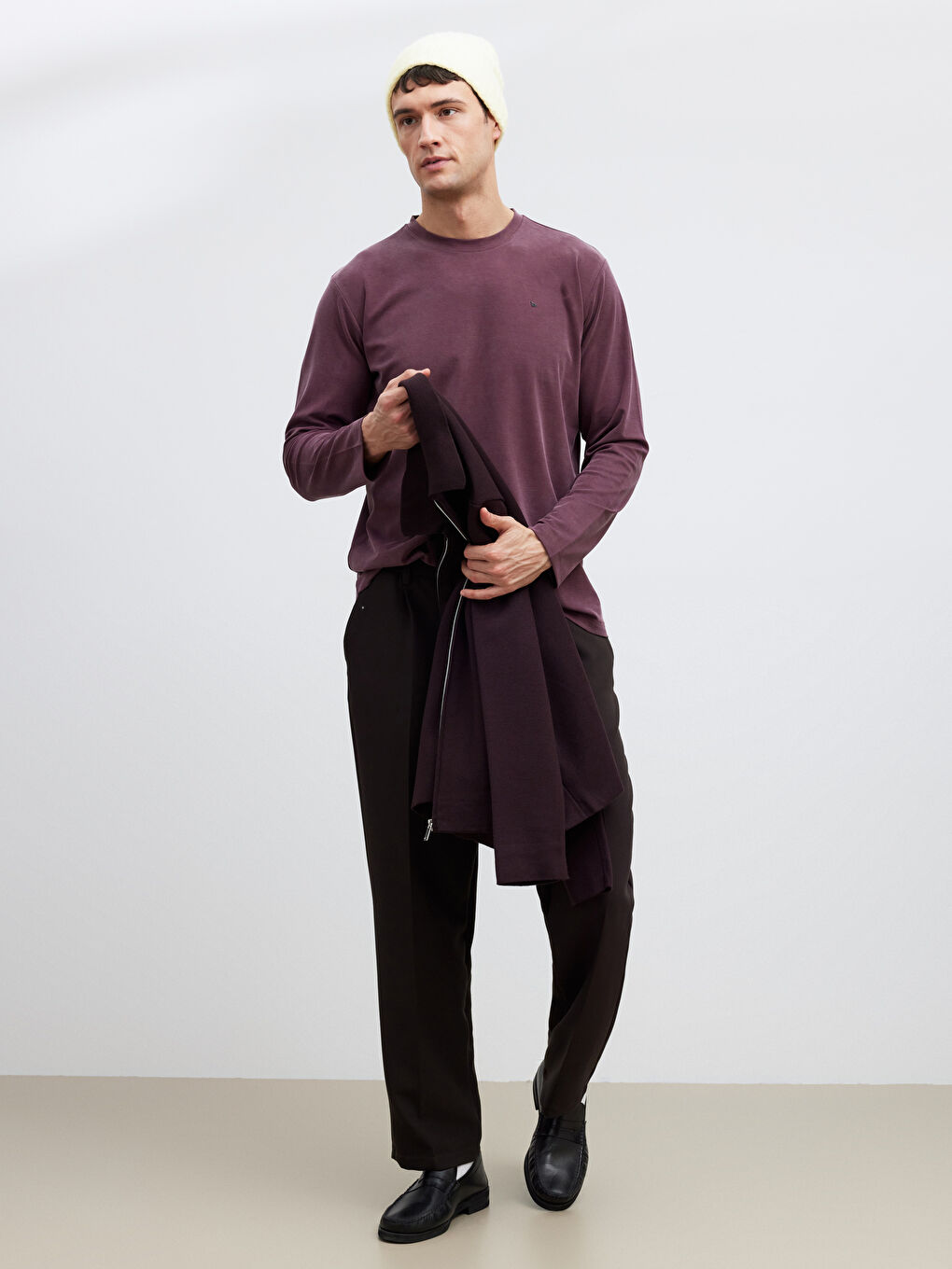 Antrasit Bisiklet Yaka Erkek Sweatshirt-1