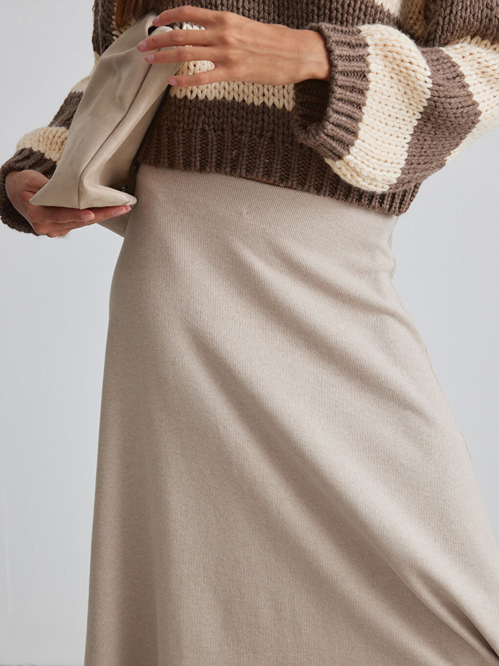 Bej Beli Lastikli A Kesim Etek-2