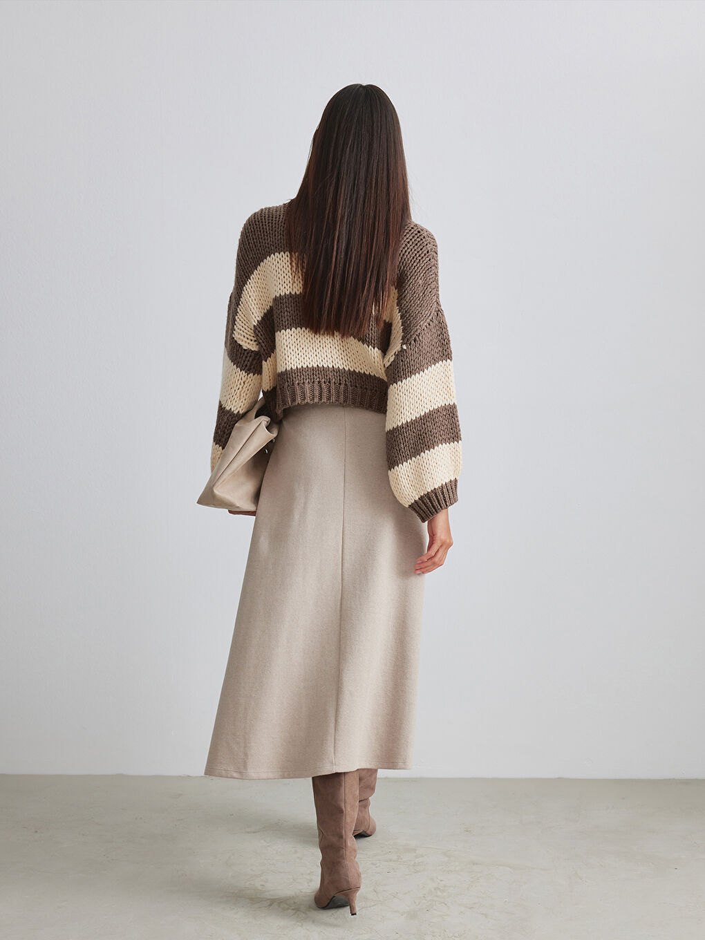 Bej Beli Lastikli A Kesim Etek-3