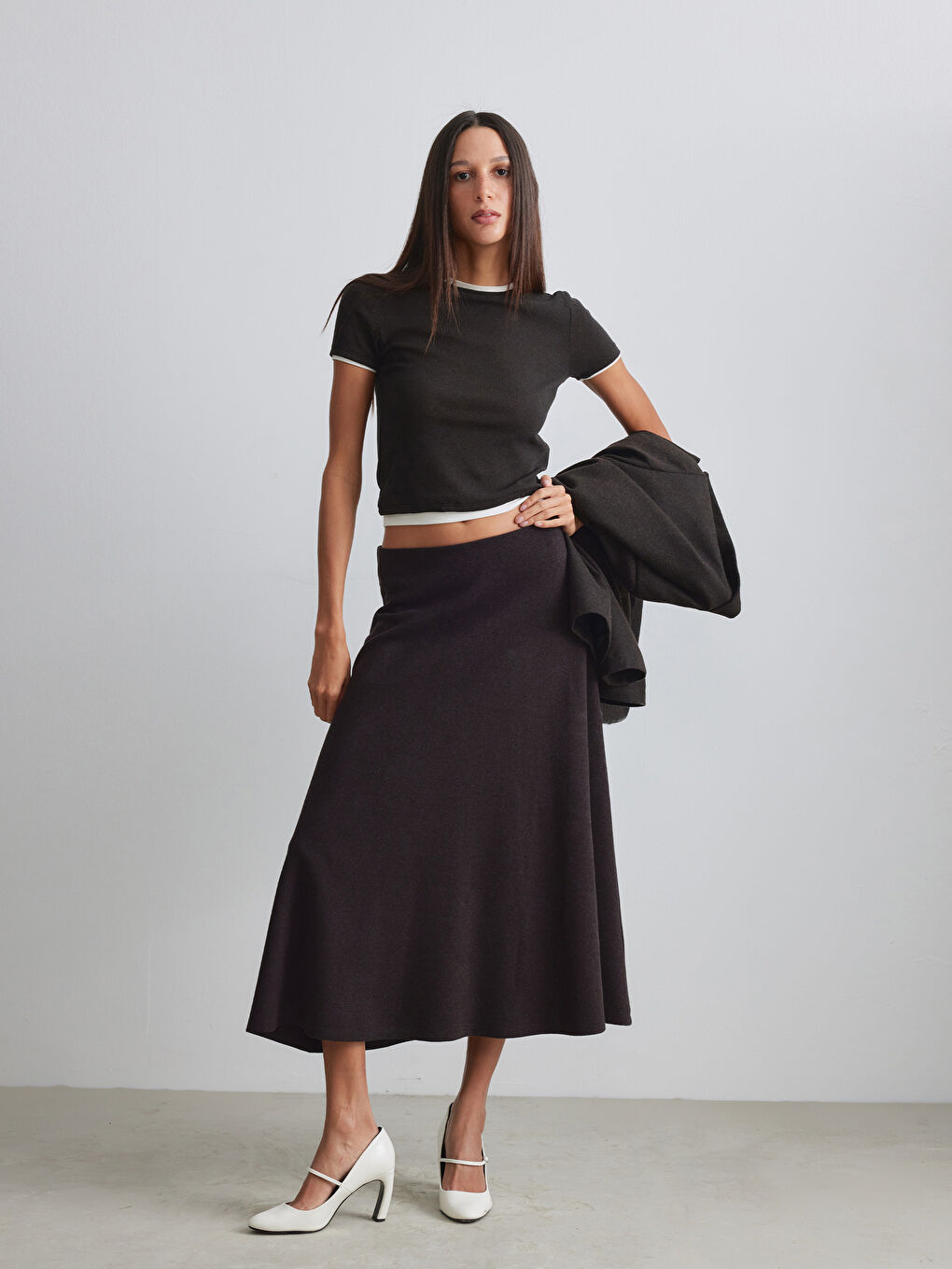 Kahverengi Beli Lastikli A Kesim Etek